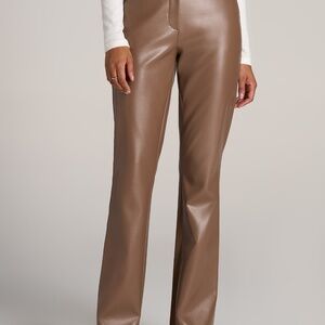 American Tall High Rise Flare Faux Leather Pants for Tall Women in Aztec Brown S